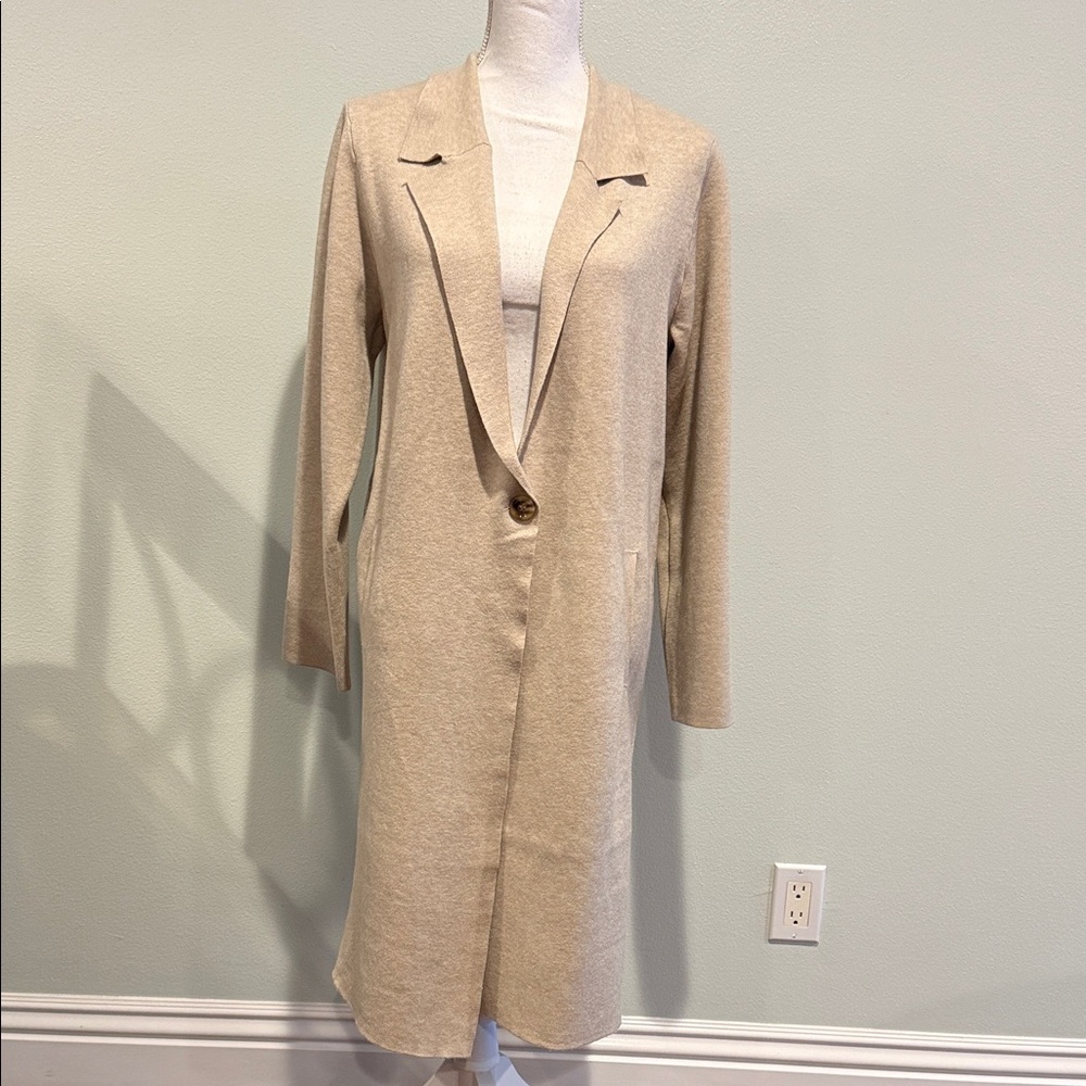 Beige NWTS Size Large Longline Blazer Coat